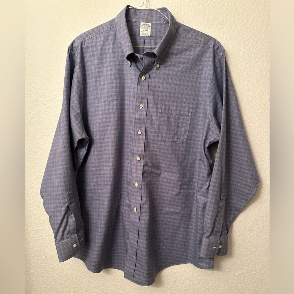 Brooks Brothers 1818 Regent Original Polo Shirt Mens 18-36 Non-Iron Blue 2XL